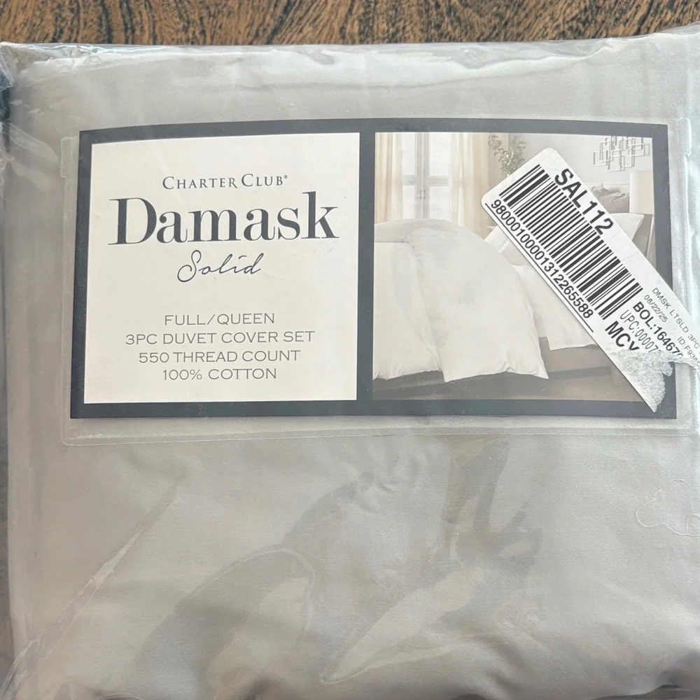 Charter Club Damask Solid Silver Duvet Cover Set
